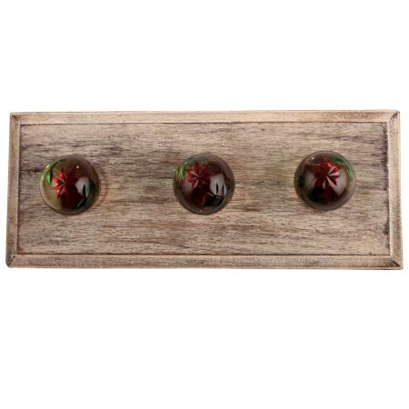 Green And Red Star Cut Glass Wooden Hook